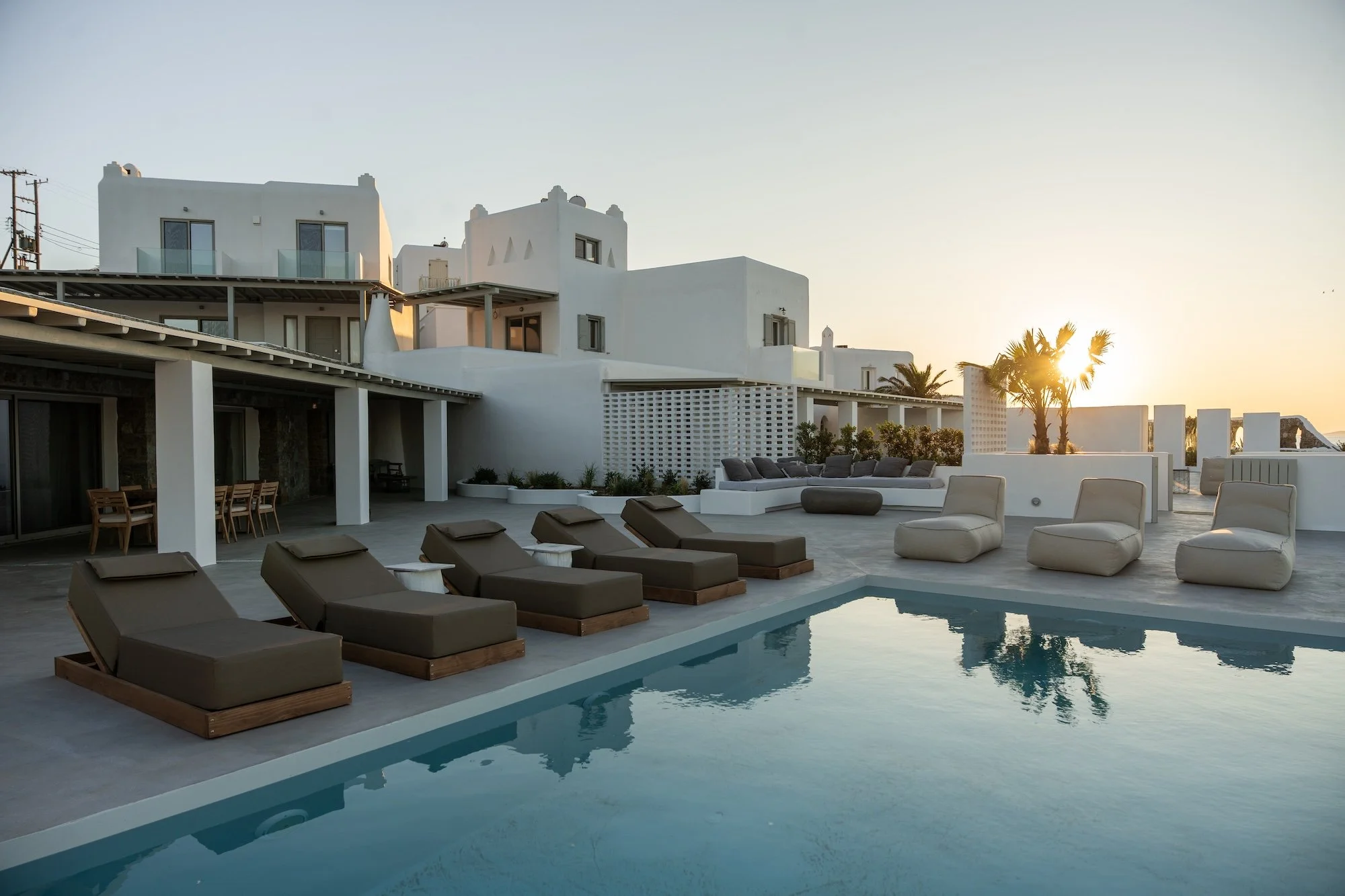 Private villa of the Mykonos Mood collection at dusk